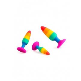 Анальна пробка Wooomy Hiperloo Silicone Rainbow Plug M - 3