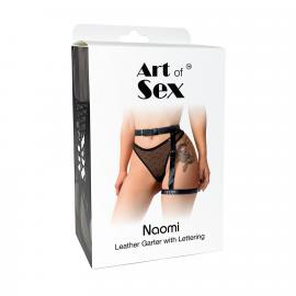 Гартер на ногу Art of Sex - Naomi з написом SEXY, натуральна шкіра, розмір XS-2XL, колір червоний - 4