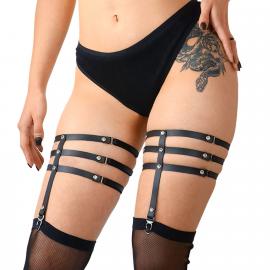 Гартери зі стразами Art of Sex - Floy, натуральна шкіра, Розмір XS - 2XL, колір Чорний - 1