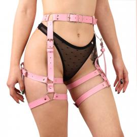 Гартери Art of Sex - Claire, натуральна шкіра, розмір L-2XL, колір рожевий - 1