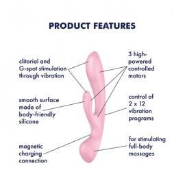 Вібратор-кролик Satisfyer Triple Oh Pink - 7