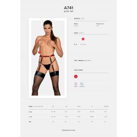 Гартери Obsessive A741 garter belt black O/S, штучна шкіра - 3