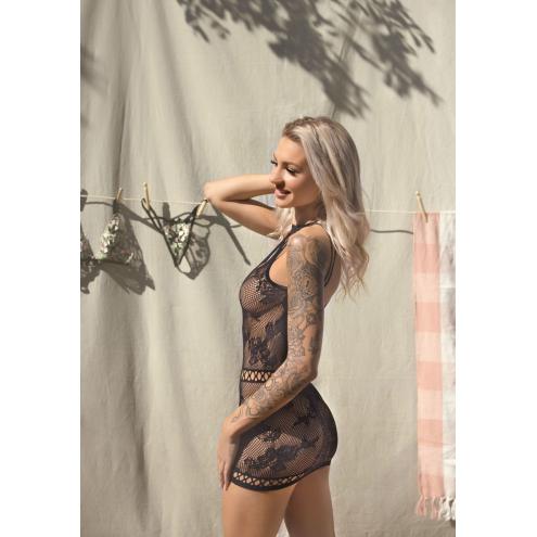 Ажурна сукня-сітка Leg Avenue Lace mini dress with cut-outs Black, one size