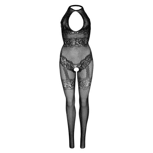 Leg Avenue Rhinestone Lace and Net Bodystocking OS Black