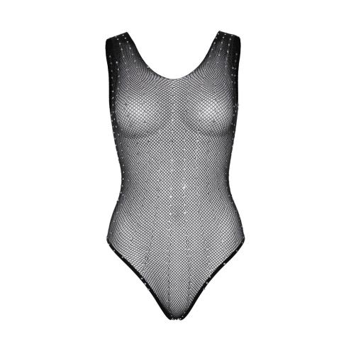 Leg Avenue Rhinestone fishnet bodysuit OS Black