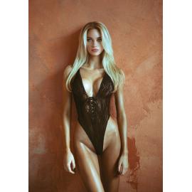 Кружевное боди Leg Avenue Floral lace thong teddy Black - 2