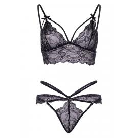 Еротичний комплект зі стрепами та стразами Leg Avenue Ready Or Not L Black - 7