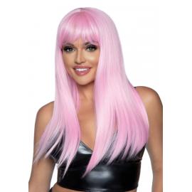 Довга рожева перука Leg Avenue Long straight bang wig Pink, гладка, 61 см