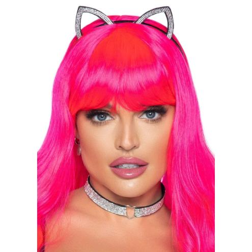 Набор: ушки и подвеска Leg Avenue Cat ear headband and choker Silver