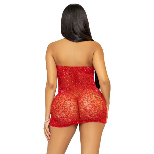 Сукня-сітка зі стразами Leg Avenue Rhinestone halter mini dress Red