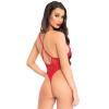 Мереживне боді Leg Avenue Floral lace thong teddy Red