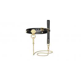 Роскошный ошейник с поводком Zalo Collar & Leash Set Black - 1