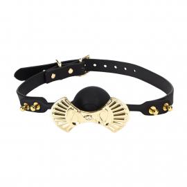 Розкішний силіконовий кляп Zalo Silicone Ball Gag Black, кристал Swarovski, шкіряний ремінець - 1