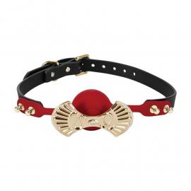 Розкішний силіконовий кляп Zalo Silicone Ball Gag Red, кристал Swarovski, шкіряний ремінець - 1