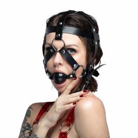 Маска-сбруя с кляпом Feral Feelings Head Harness, кожа - 1