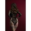 Женская сбруя с цепью и фиксаторами Feral Feelings Harness with Cuffs Black