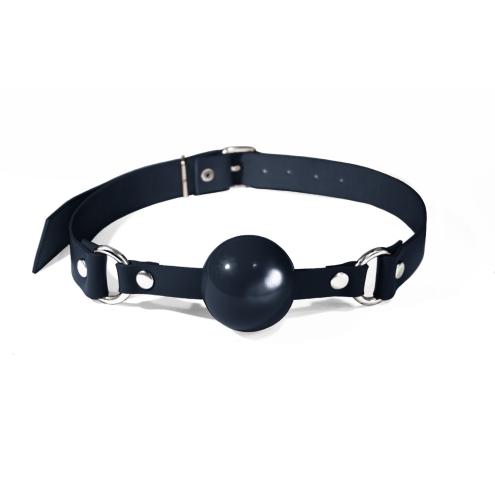 Кляп силиконовый Feral Feelings Silicon Ball Gag Black/Black, черный ремень, черный шарик