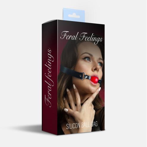 Кляп силиконовый Feral Feelings Silicon Ball Gag Black/Red, черный ремень, красный шарик