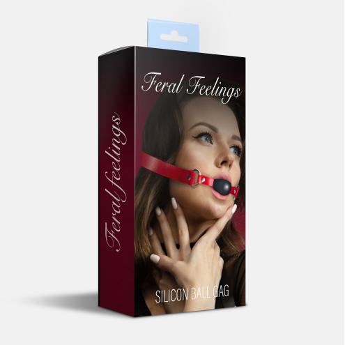 Кляп силиконовый Feral Feelings Silicon Ball Gag Red/Black, красный ремень, черный шарик