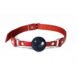 Кляп силіконовий Feral Feelings Silicon Ball Gag Red/Black, червоний ремінь, чорна кулька  - 1