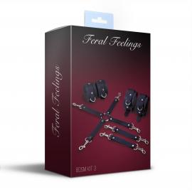 Набір для БДСМ 3 в 1 Feral Feelings BDSM Kit 3 Black, black, наручники, поножі, хрестовина - 2