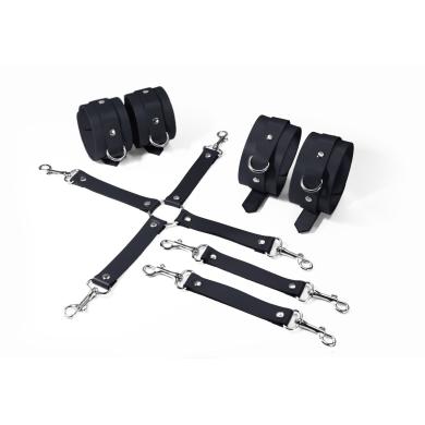 Набір для БДСМ 3 в 1 Feral Feelings BDSM Kit 3 Black, black, наручники, поножі, хрестовина