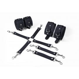 Набор для БДСМ 3 в 1 Feral Feelings BDSM Kit 3 Black, black, наручники, поножи, крестовина - 1