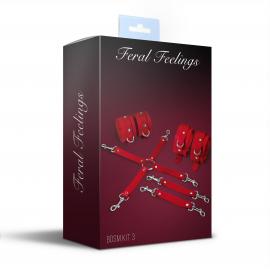 Набор для БДСМ 3 в 1 Feral Feelings BDSM Kit 3 Red, red, наручники, поножи, крестовина - 2