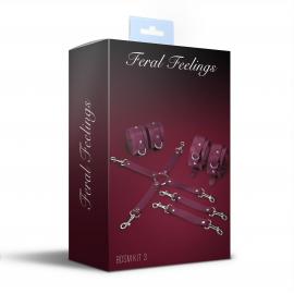 Набір для БДСМ 3 в 1 Feral Feelings BDSM Kit 3 Burgundy, burgundy, наручники, поножі, хрестовина - 2