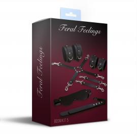 Набір для БДСМ 5 в 1 Feral Feelings BDSM Kit 5 Black, наручники, поножі, хрестовина, маска, паддл - 2