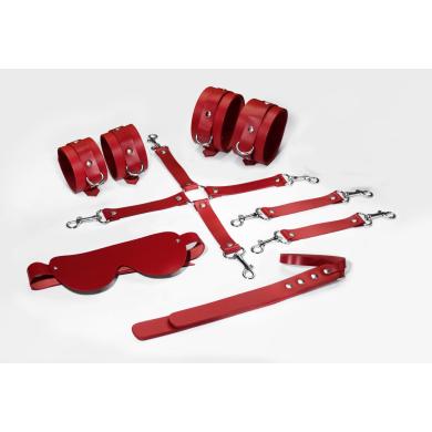 Набор Feral Feelings BDSM Kit 5 Red, наручники, поножи, крестовина, маска, паддл