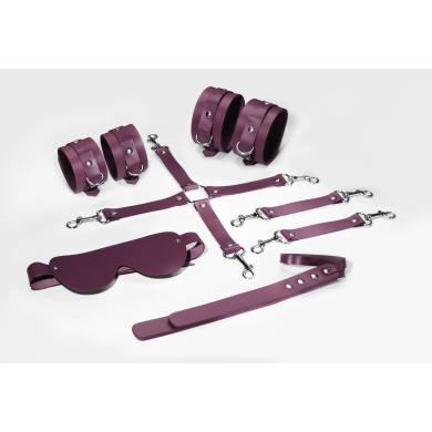 Набор Feral Feelings BDSM Kit 5 Burgundy, наручники, поножи, крестовина, маска, паддл