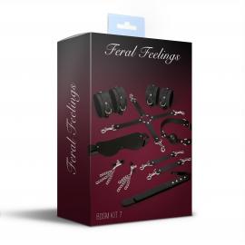 Набір Feral Feelings BDSM Kit 7 Black, наручники, поножі, конектор, маска, паддл, кляп, затискачі - 2