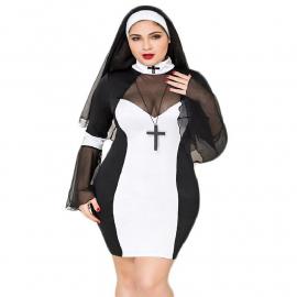 Еротичний костюм черниці JSY P71109 Plus Size - 1