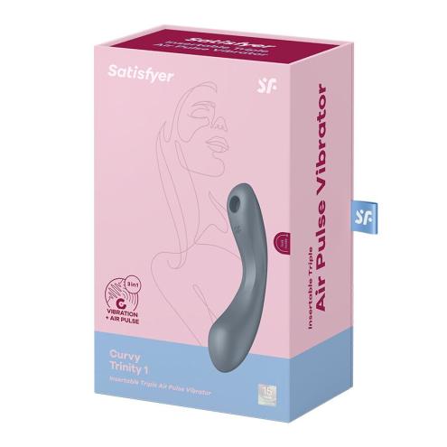 Вакуумный стимулятор с вибрацией Satisfyer Curvy Trinity 1 Bluegrey