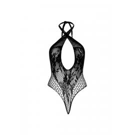 Leg Avenue Lace and net halter teddy Black O/S - 2