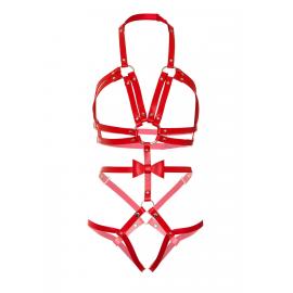 Leg Avenue Studded O-ring harness teddy Red S - 4