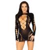 Leg Avenue Long sleeve cut out mini dress Black O/S