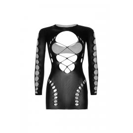 Leg Avenue Long sleeve cut out mini dress Black O/S - 3