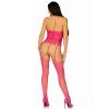 Leg Avenue High neck lace bodystocking Raspberry O/S