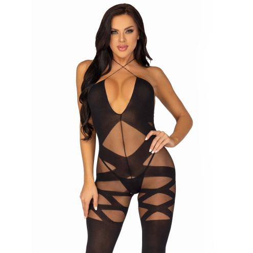 Leg Avenue Illusion halter bodystocking Black O/S