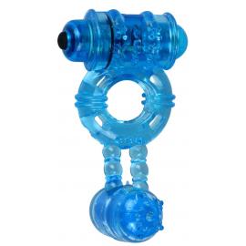Ерекційне віброкільце Alive Double Ding Ring Blue - 1