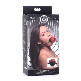 Кляп з трояндою Master Series: Eye-Catching Ball Gag With Rose, чорно-червоний - 2