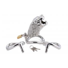 Клітка для пеніса Master Series: Tiger King Cock Cage With Lock, три кільця, замок, три ключі - 4