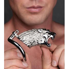 Клітка для пеніса Master Series: Tiger King Cock Cage With Lock, три кільця, замок, три ключі - 6