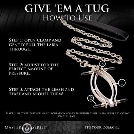 Зажим для половых губ Master Series: Pussy Tugger Adjustable Vagina Clamp with Chain - 8