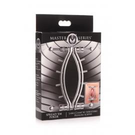 Зажим для вагины Master Series: Spread 'Em Poker Vagina Clamp with Adjustable Pressure Screws, шипы - 5