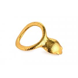 Эрекционное кольцо с головой кобры Master Series: Cobra King Golden Cock Ring - 3