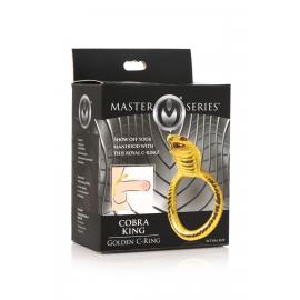 Эрекционное кольцо с головой кобры Master Series: Cobra King Golden Cock Ring - 5