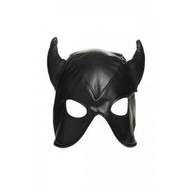 Маска з рогами Master Series: Dungeon Demon Bondage Mask with Horns, чорна - 4